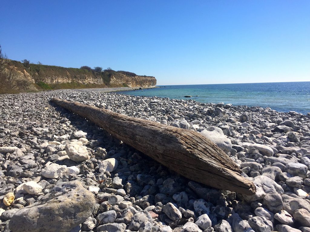 mindfulness i naturen på stranden ved Stevns Klint