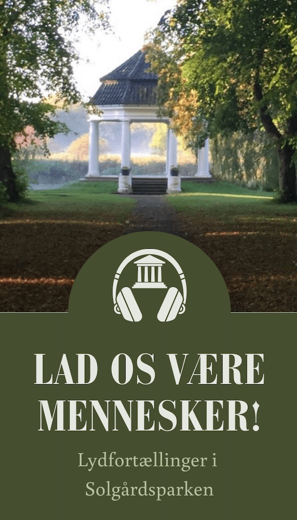 Brochure for lydfortællinger i Solgårdsparken